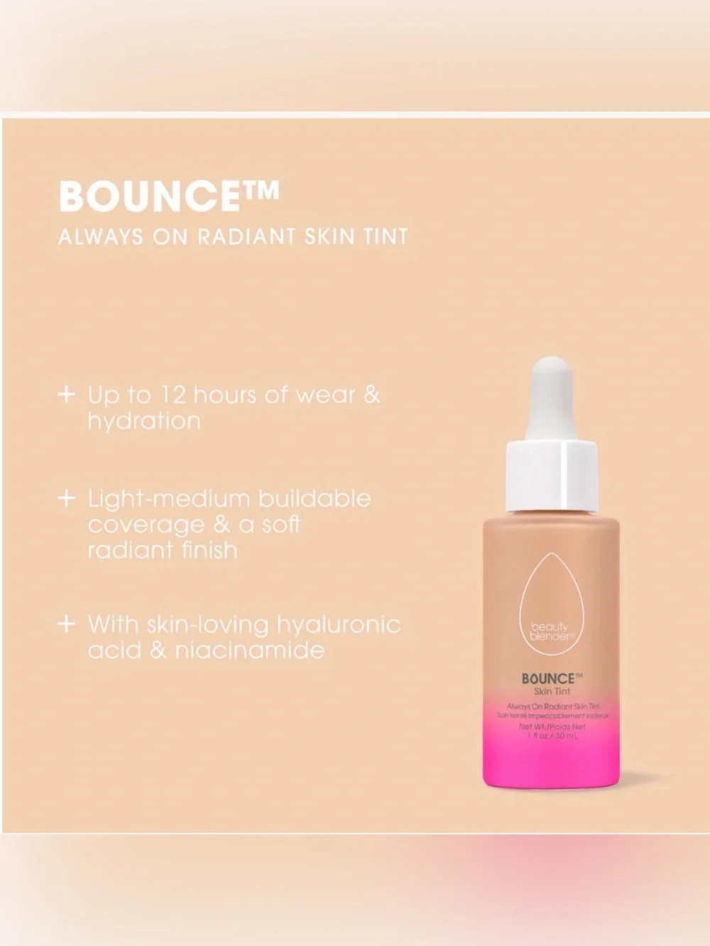 beautyblender BOUNCE Radiant Skin Tint - Light 3 - NIB - Discontinued Shade